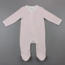 ls zipsuit with feet pink stripes