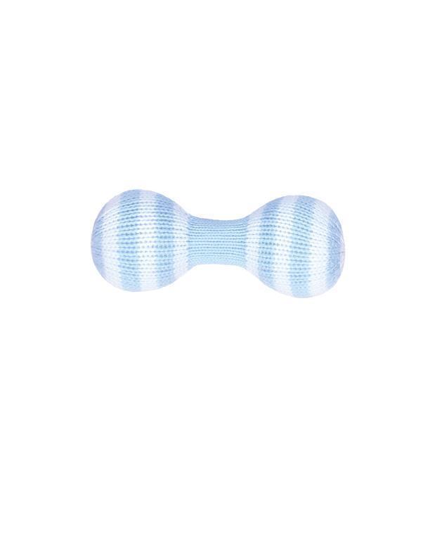 Dumbell Knit Rattle – Blue and White