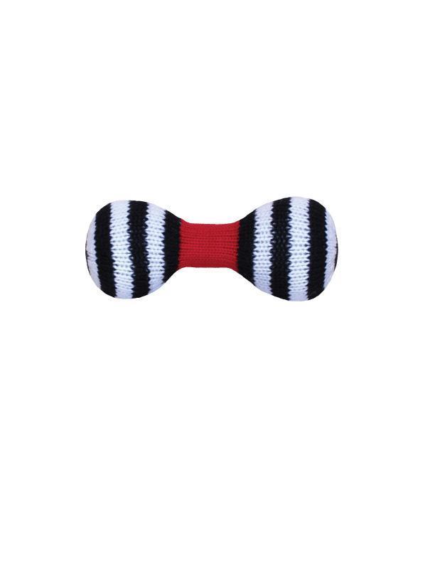 Dumbbell Knit Rattle – Black and White